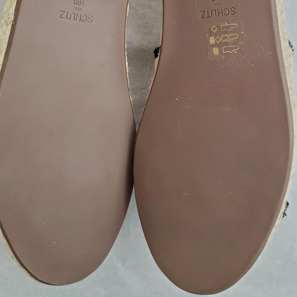 New Schutz Ohanna Printed Canvas Espadrilles Size 10